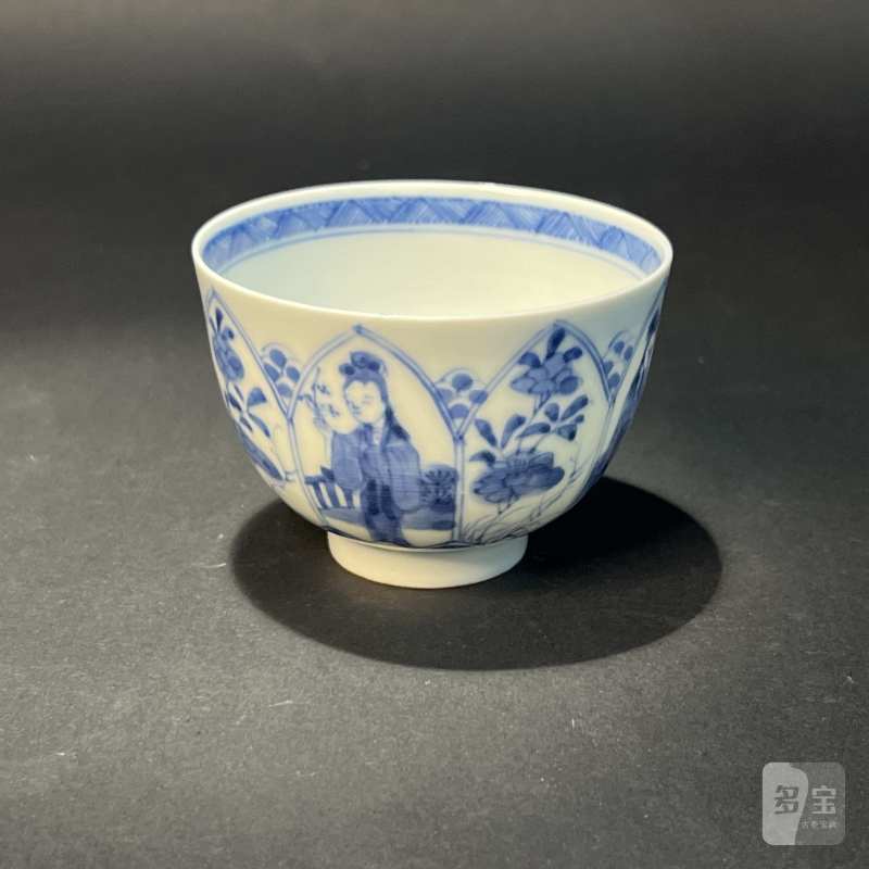 清 青花人物纹杯